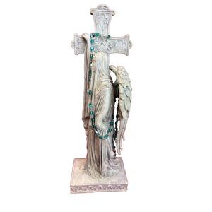 Veronese Summit Collection 2008 Grieving Angel with Cross Memorial Art Sculpture